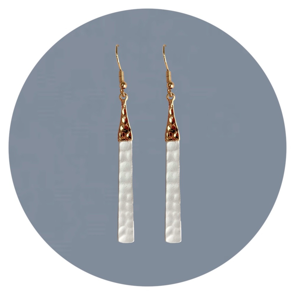 Gold & White Drop Earrings